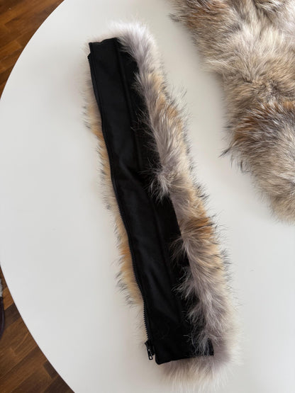 Custom Natural Coyote Fur Hood Trim with YKK Zipper