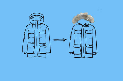Custom Natural Coyote Fur Hood Trim with YKK Zipper