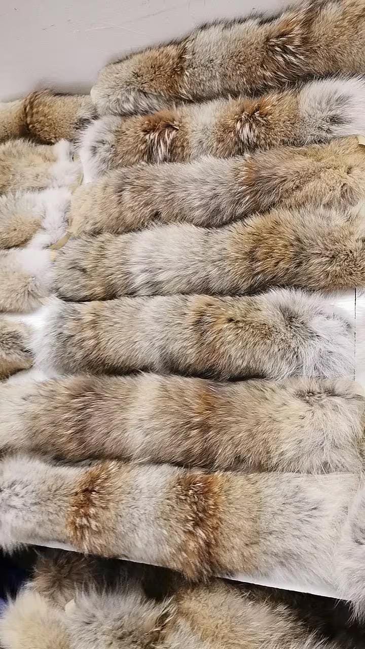 Custom Natural Coyote Fur Hood Trim with YKK Zipper