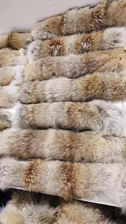 Custom Natural Coyote Fur Hood Trim with YKK Zipper