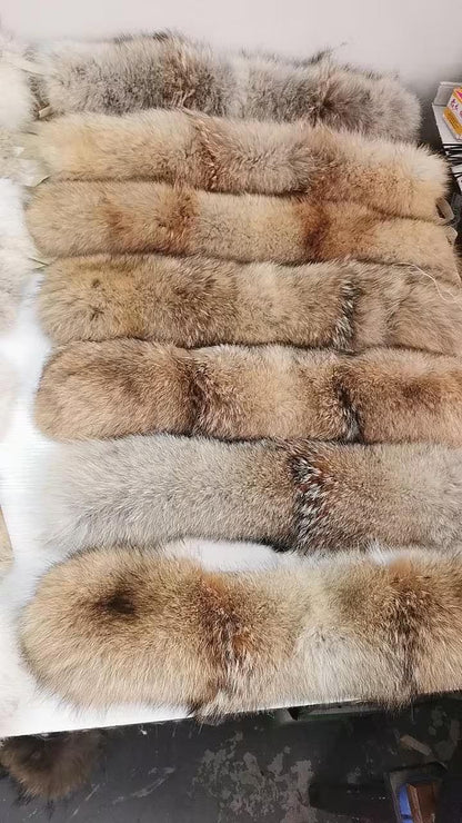 Custom Natural Coyote Fur Hood Trim with YKK Zipper