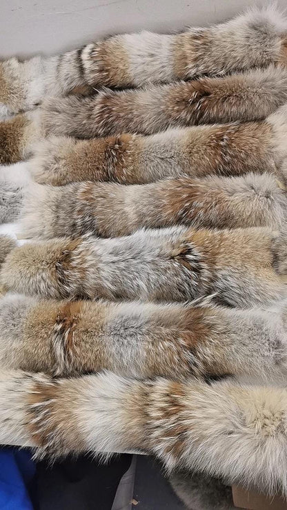 Custom Natural Coyote Fur Hood Trim with YKK Zipper