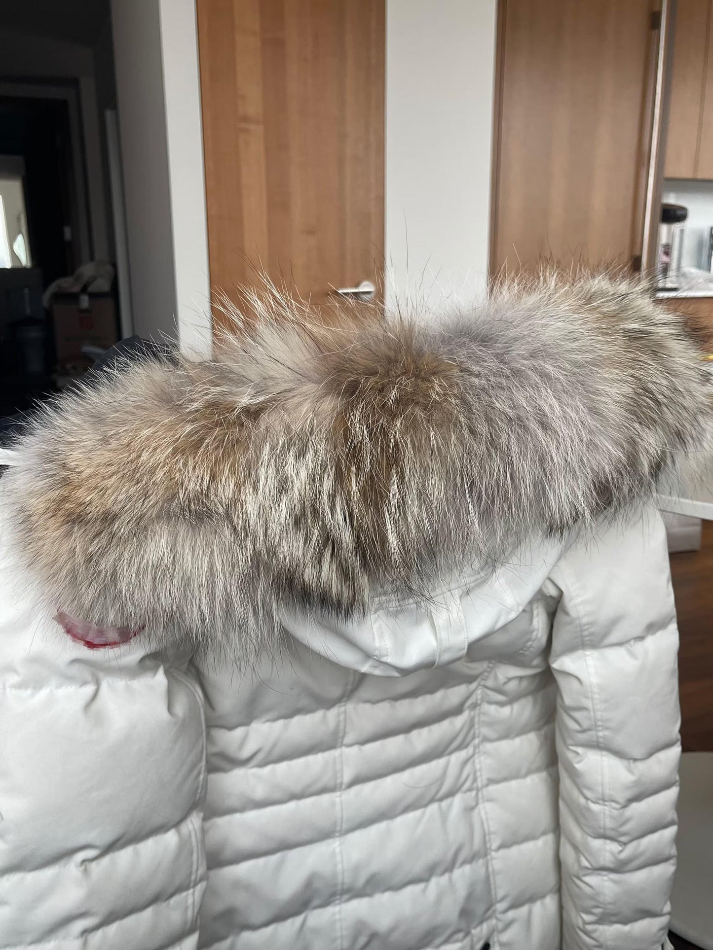 Custom Natural Coyote Fur Hood Trim with YKK Zipper
